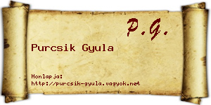 Purcsik Gyula névjegykártya